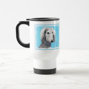Saluki (Silver) Painting - Cute Original Dog Art Travel Mug