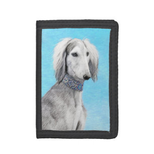 Saluki (Silver) Painting - Cute Original Dog Art Trifold Wallet