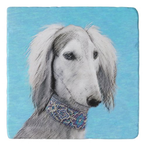 Saluki Silver Painting _ Cute Original Dog Art Trivet