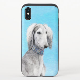 Saluki (Silver) Painting - Cute Original Dog Art iPhone X Slider Case