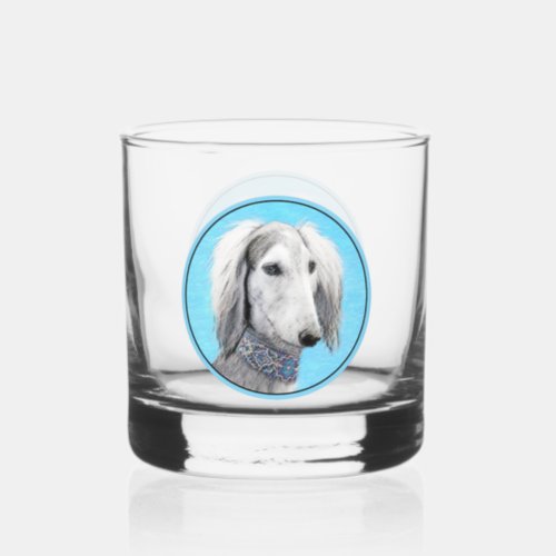 Saluki Silver Painting _ Cute Original Dog Art Whiskey Glass