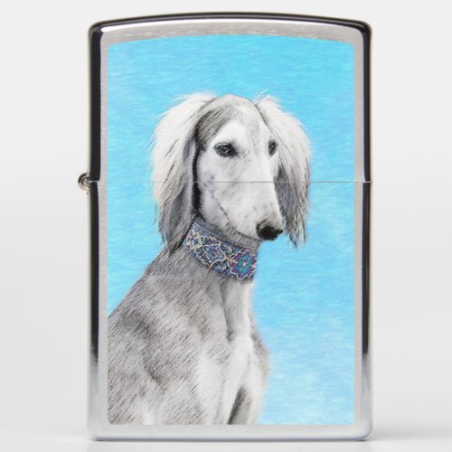 Saluki Silver Painting _ Cute Original Dog Art Zippo Lighter