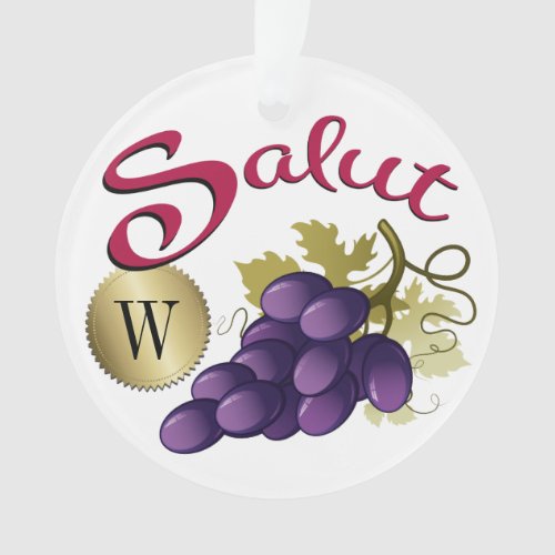 Salut Wine Monogram Ornament
