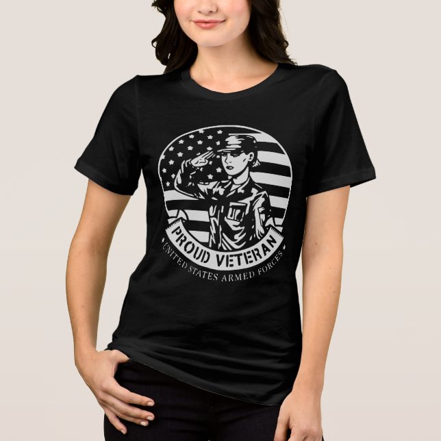 Salute A Proud Female Veteran  © FB @ #  Tri-Blend Shirt (Front)