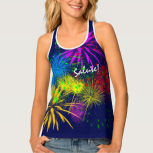 Salute Colorful Fireworks funny customizable Tank Top