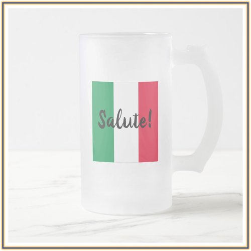 Salute Frosted Beer Mug on Italian Flag