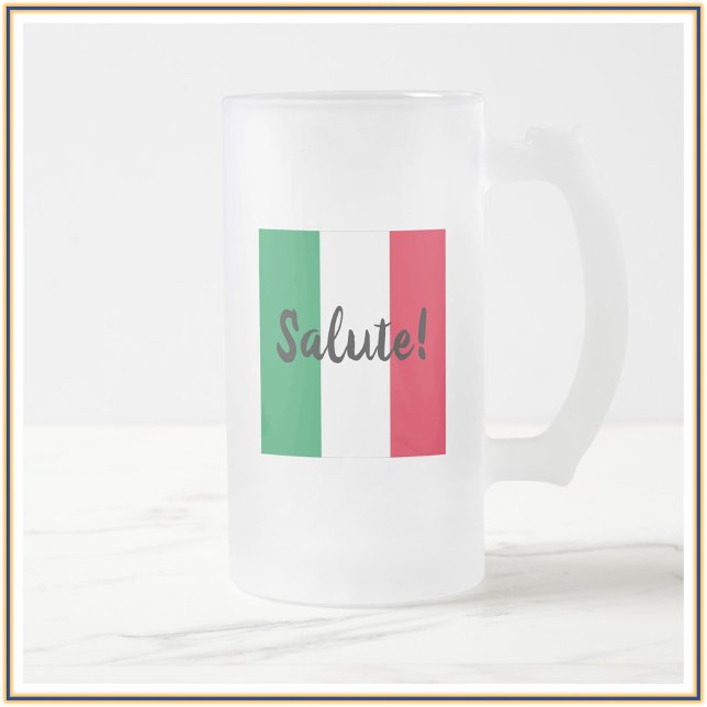 Salute Frosted Beer Mug on Italian Flag (Bookmark my store! https://www.zazzle.com/store/capricepetit)
