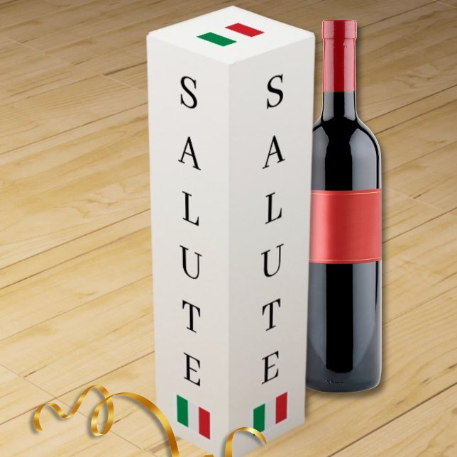 Salute (Italian for Cheers)  Wine Box (Salute (Italian for Cheers) Wine box with italian flag accents for Italian celebrations)