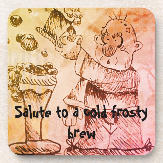 Salute to a frosty brew beverage coaster (Front)