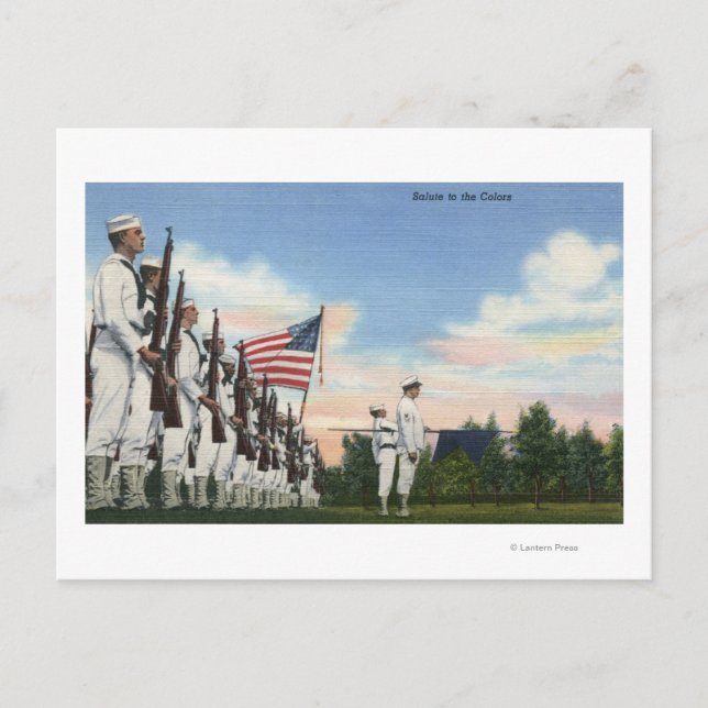 Salute to the Colors Formation - US Navy Postcard (Front)