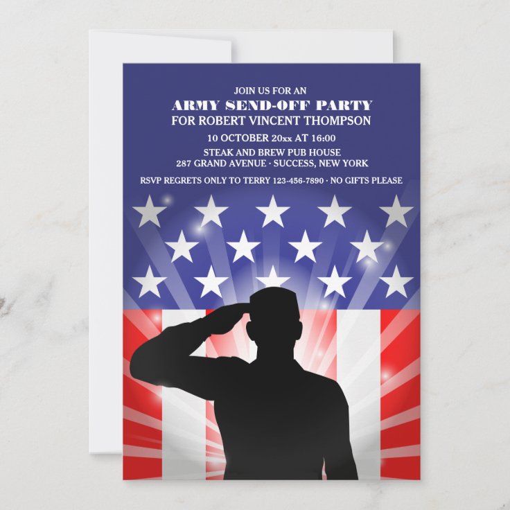 Salute To The Flag Military Send-off Invitation 