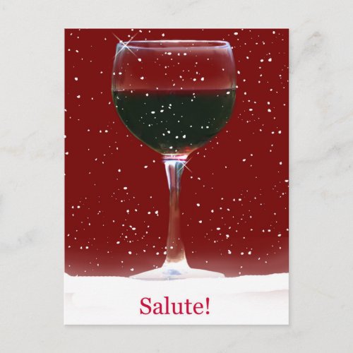 Salute Wine Snow Cheers Happy Holiday Postcard