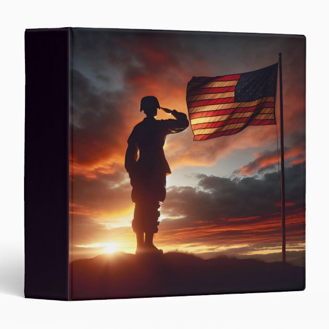 Saluting American Soldier  3 Ring Binder (Front/Spine)