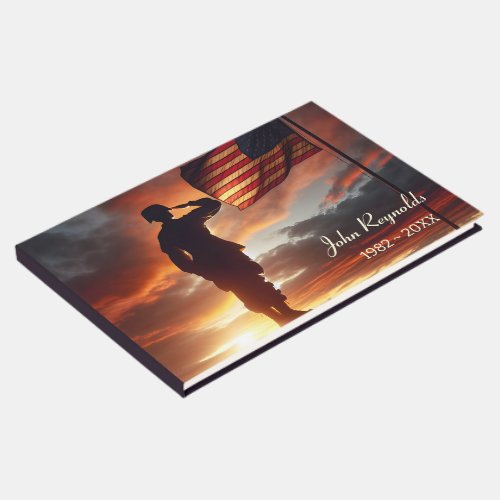 Saluting American Soldier For Memorial Service Guest Book