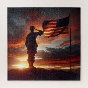 Saluting American Soldier Jigsaw Puzzle