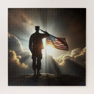 Saluting American Soldier Jigsaw Puzzle