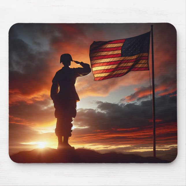 Saluting American Soldier  Mouse Pad (Front)