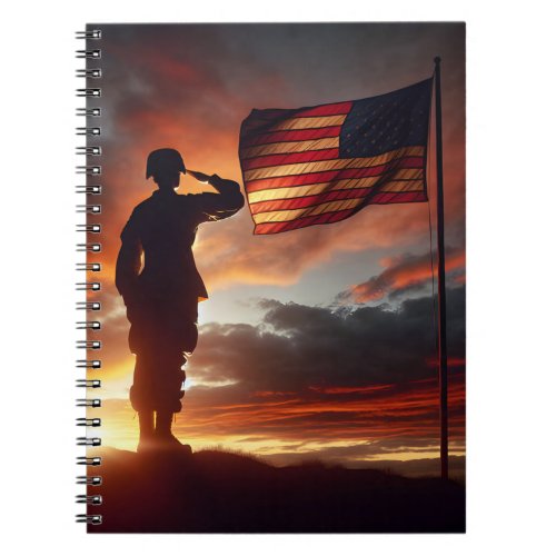 Saluting American Soldier  Notebook