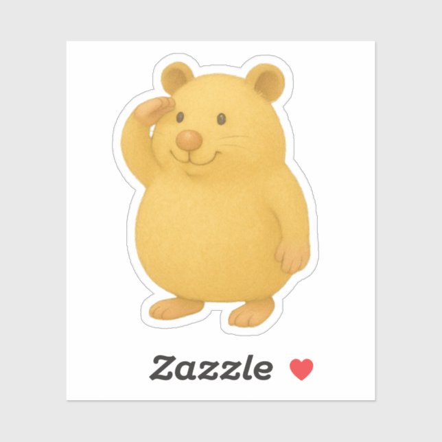 Saluting Cream Hamster Die-Cut Sticker (Sheet)