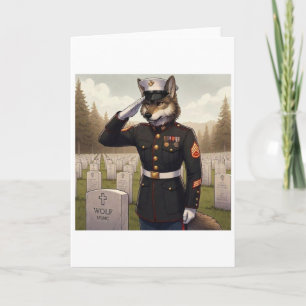 Saluting Marine Corps Wolf Holiday Card