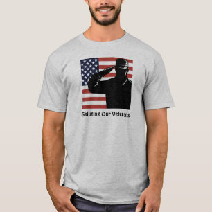 Saluting Our Veterans Soldier & American Flag T-Shirt