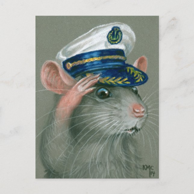 Saluting Rat Sailor Postcard kmcoriginals (Front)