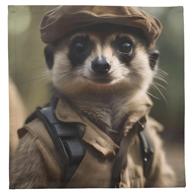 Saluting Silvester the Meerkat: A Veteran's Tale Cloth Napkin (Front)
