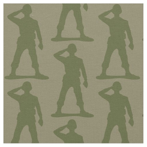 Saluting Soldier Camo Green Silhouette Fabric