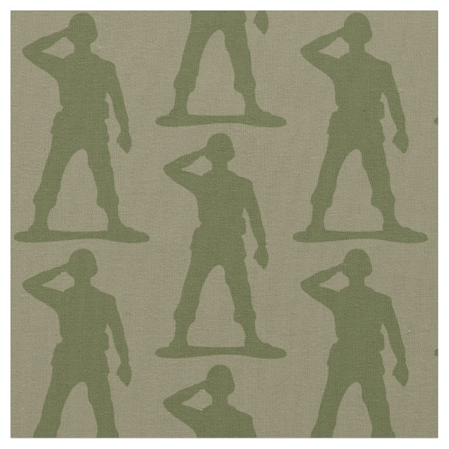 Saluting Soldier Camo Green Silhouette Fabric (Close Up)