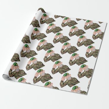 Saluting Soldier Cartoon Wrapping Paper Saluting Soldier Cartoon Wrapping Paper