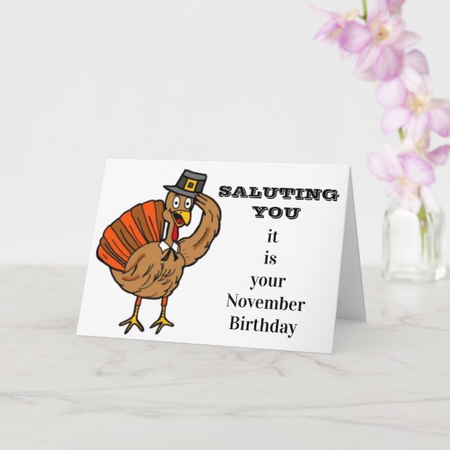 *SALUTING TURKEY* HAPPY IT IS "YOUR BIRTHDAY" CARD (Orchid)