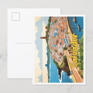 Salvador Bahia Brazil Pop Art Travel Illustration Postcard