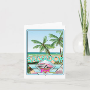 Salvador Brazil vintage style travel poster. Holiday Card