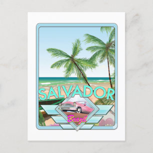 Salvador Brazil vintage style travel poster. Postcard