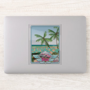 Salvador Brazil vintage style travel poster. Sticker