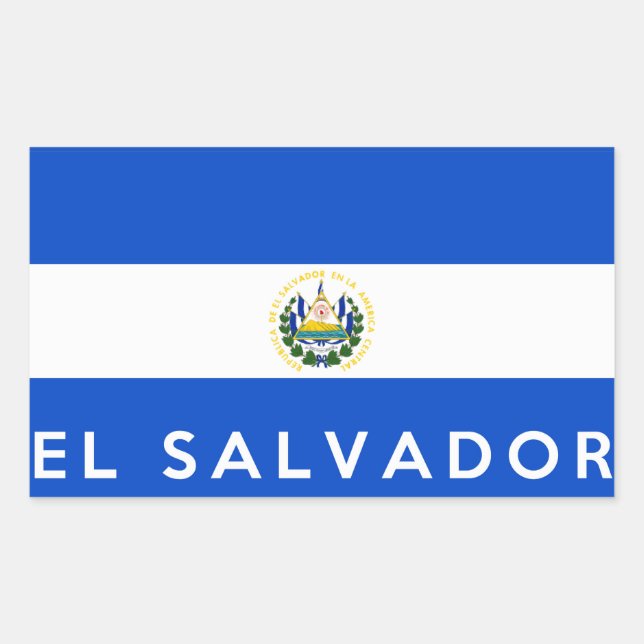 salvador country flag symbol name text rectangular sticker (Front)