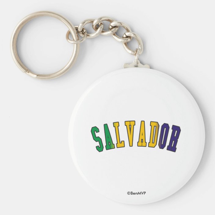 Salvador in Brazil National Flag Colors Key Chain