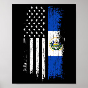 Salvadoran America Flag - El Salvador Usa Shirt Poster