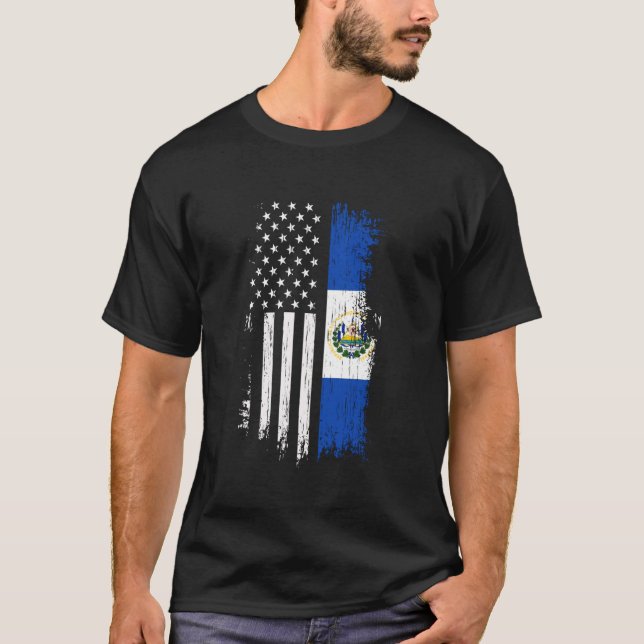 Salvadoran America Flag El Salvador USA  T-Shirt (Front)