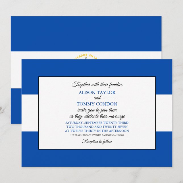 Salvadoran Flag, Flag of El Salvador Wedding Invitation (Front/Back)