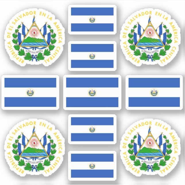 Salvadoran state symbols / coat of arms and flag sticker (Front)