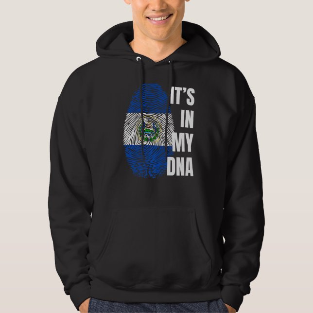 Salvadorian Flag Dna Fingerprint El Salvador Hoodie (Front)
