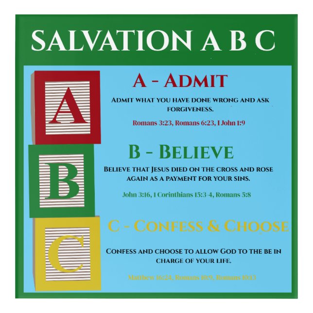 Salvation abc acrylic print (Front)