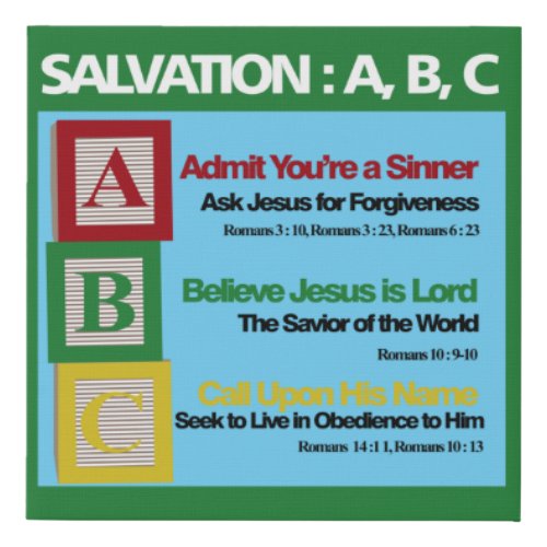 Salvation ABC Faux Canvas Print