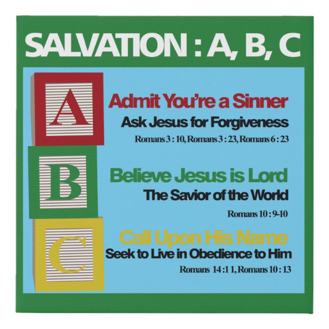 Salvation ABC Faux Canvas Print (Front)