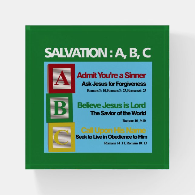 Salvation ABC Paperweight (Front)