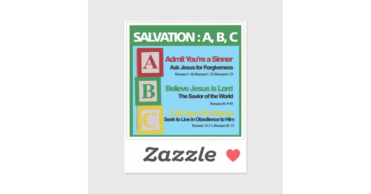 Salvation Abc Sticker Zazzle