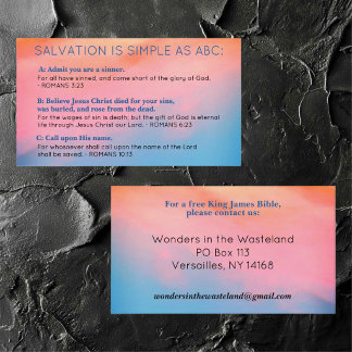 Salvation ABC's Christian Evangelism Gospel KJV Business Card