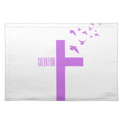 Salvation Cross with Doves  Cloth Placemat