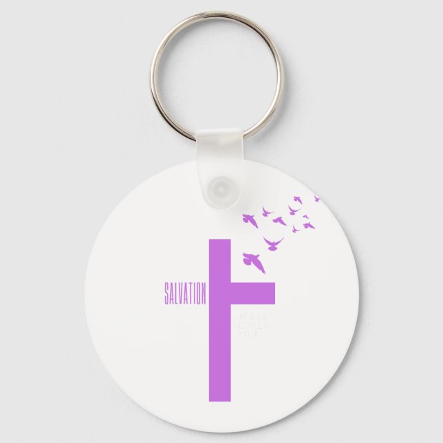 Salvation Cross with Doves  Keychain (Front)